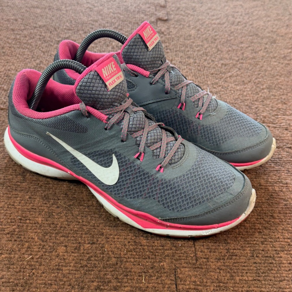 Nike Training Flex TR 5 Womens Dark Grey Pink Sneakers 724858-003 gym fit runner
